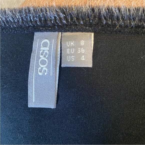 ASOS Gray Black Wrap Pencil Skirt in Faux Fur with Button Detail Size 4 - Picture 5 of 8